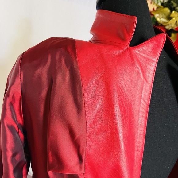 EUC Italian Fine Red Leather Peruzzi Firenze Women Jacket- Vera Pelle - Size 42 - Picture 13 of 15